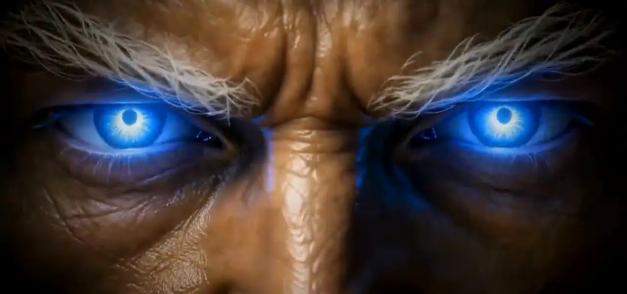 Glowing blue eyes of the god from Gates of Olympus 2500